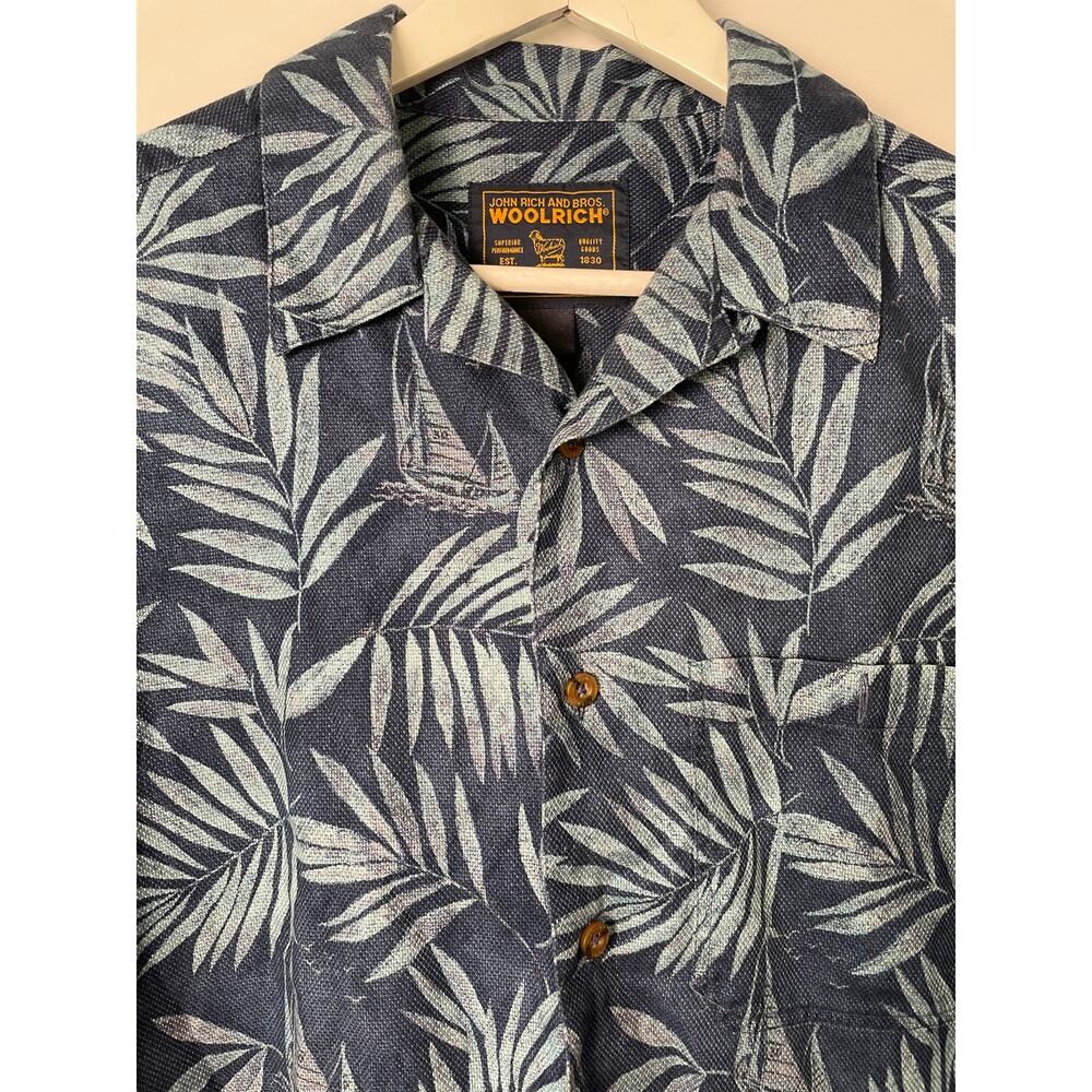 WOOLRICH 100% cotton Tropical Pattern Shirt SZ L - Picture 7 of 7
